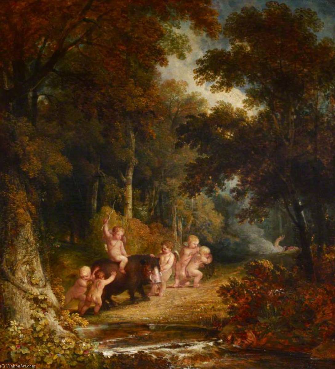 Cupids Riding A Boar (the Boar That Killed Adonis) — George Arnald