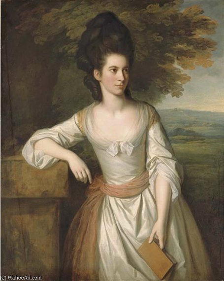 Portrait Of Mrs. Vere, Three-quarter-length, In A White Dress With A Pink Sash — Sir Nathaniel Dance Holland