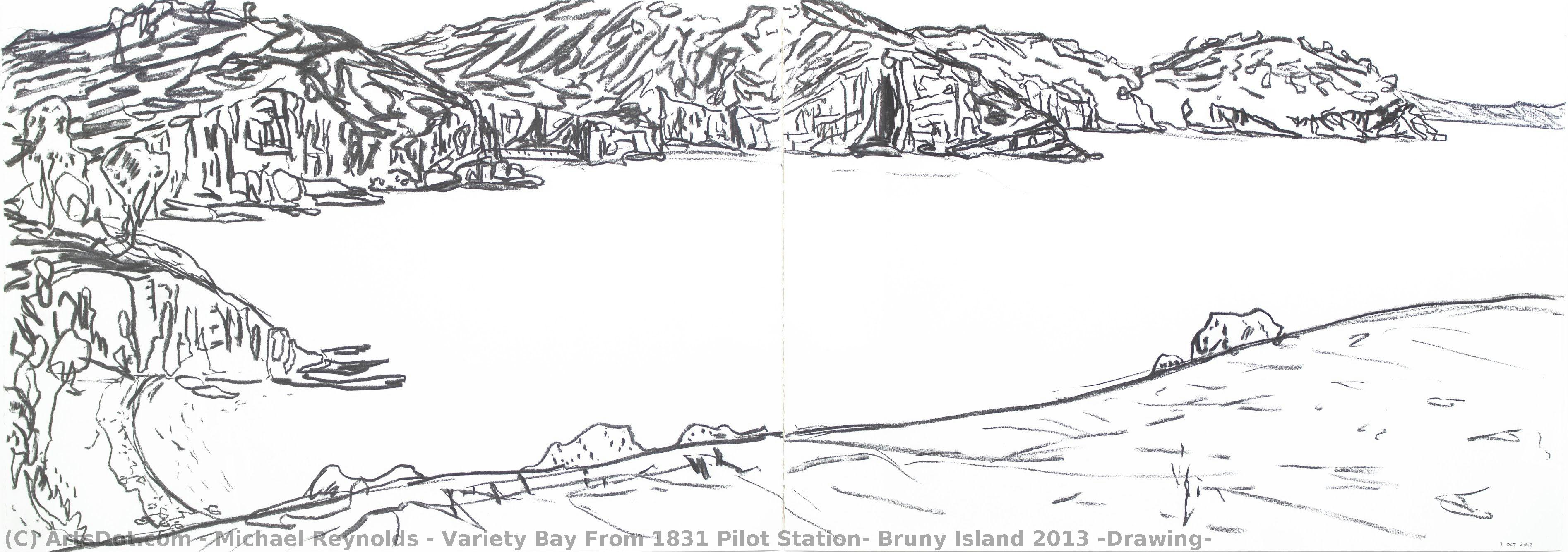 Variety Bay From 1831 Pilot Station, Bruny Island 2013 (drawing) — Michael Reynolds