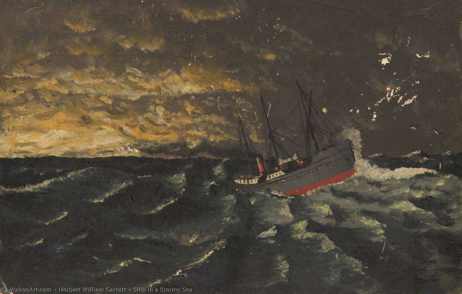 Ship In A Stormy Sea — Herbert William Garratt