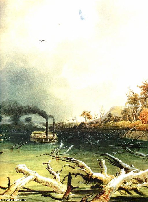 Snags On The Missouri River — Karl Bodmer