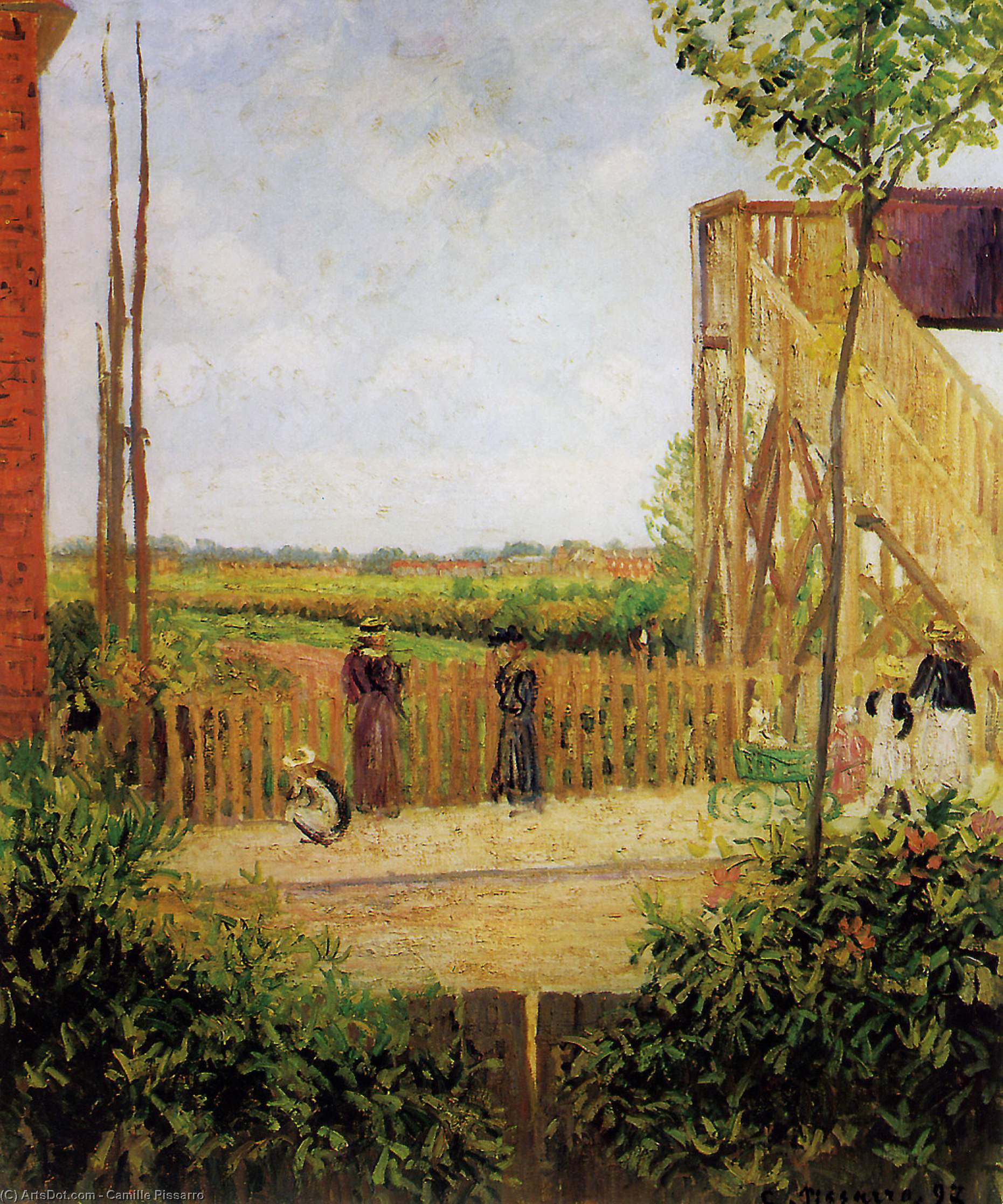 The Railroad Bridge At Bedford Park 1 — Camille Pissarro