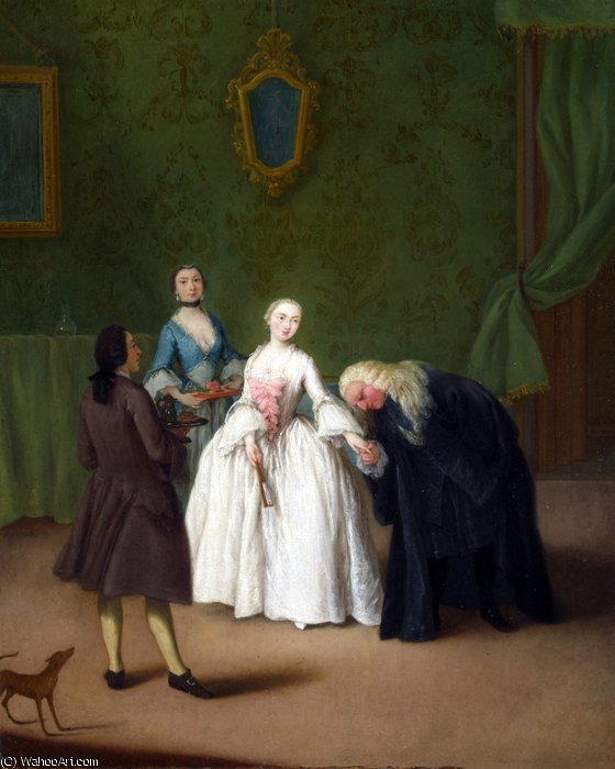 A Nobleman Kissing A Lady's Hand — Pietro Longhi