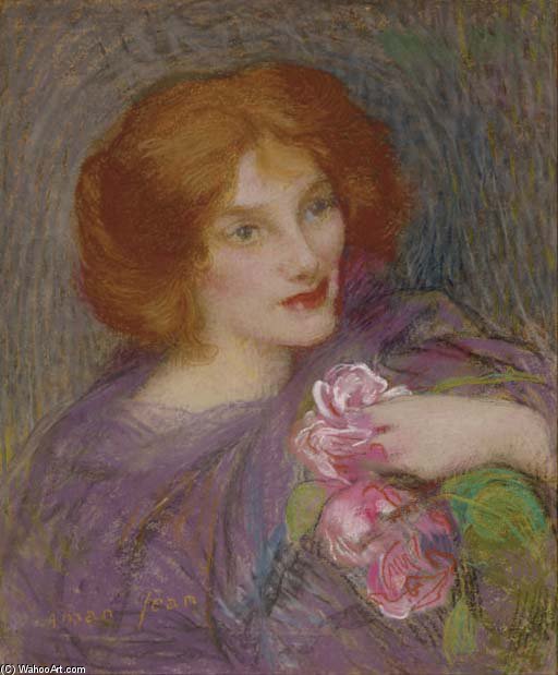 Young Beauty With Flowers — Edmond-françois Aman-jean