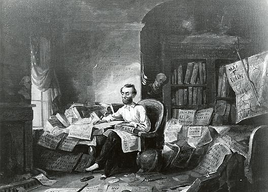 Abraham Lincoln Writing The Emancipation Proclamation, (painting) — David Gilmour Blythe