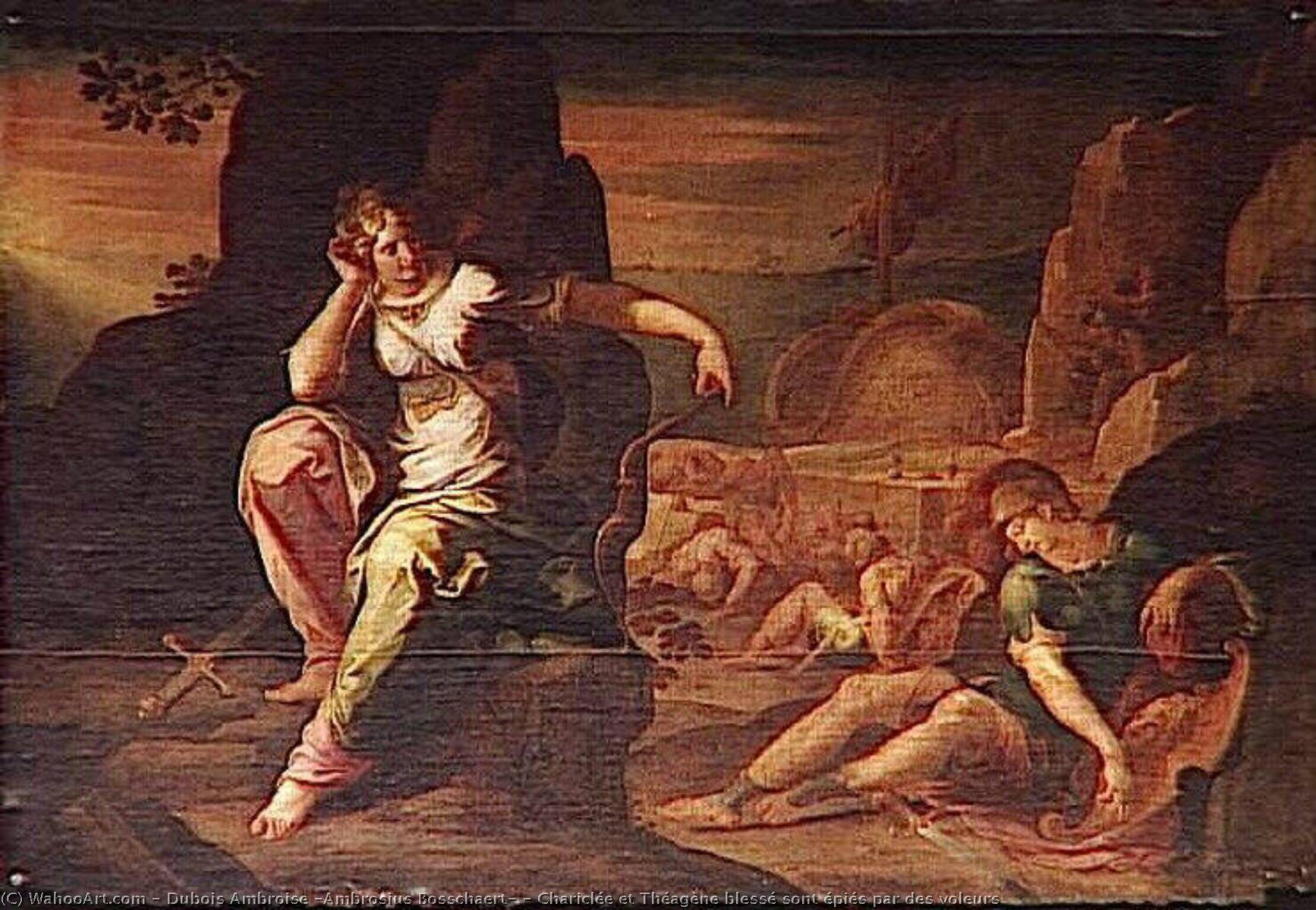 Chariclée Et Théagène Blessé Sont Épiés Par Des Voleurs — Dubois Ambroise (ambrosius Bosschaert)