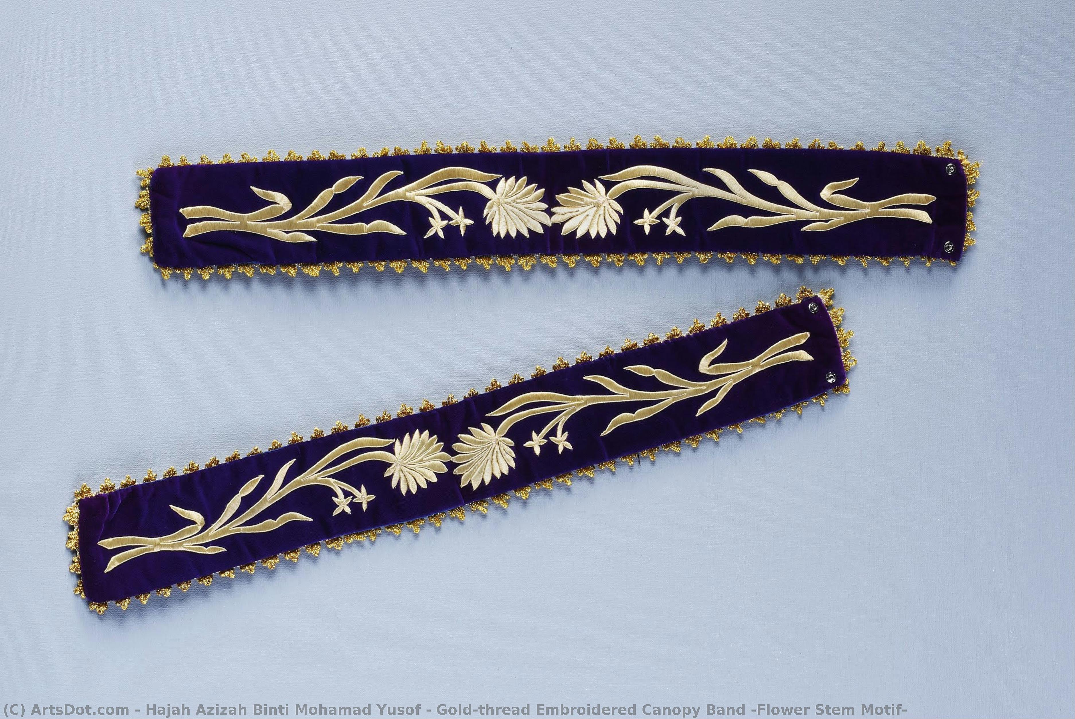 Gold-thread Embroidered Canopy Band (flower Stem Motif) — Hajah Azizah Binti Mohamad Yusof