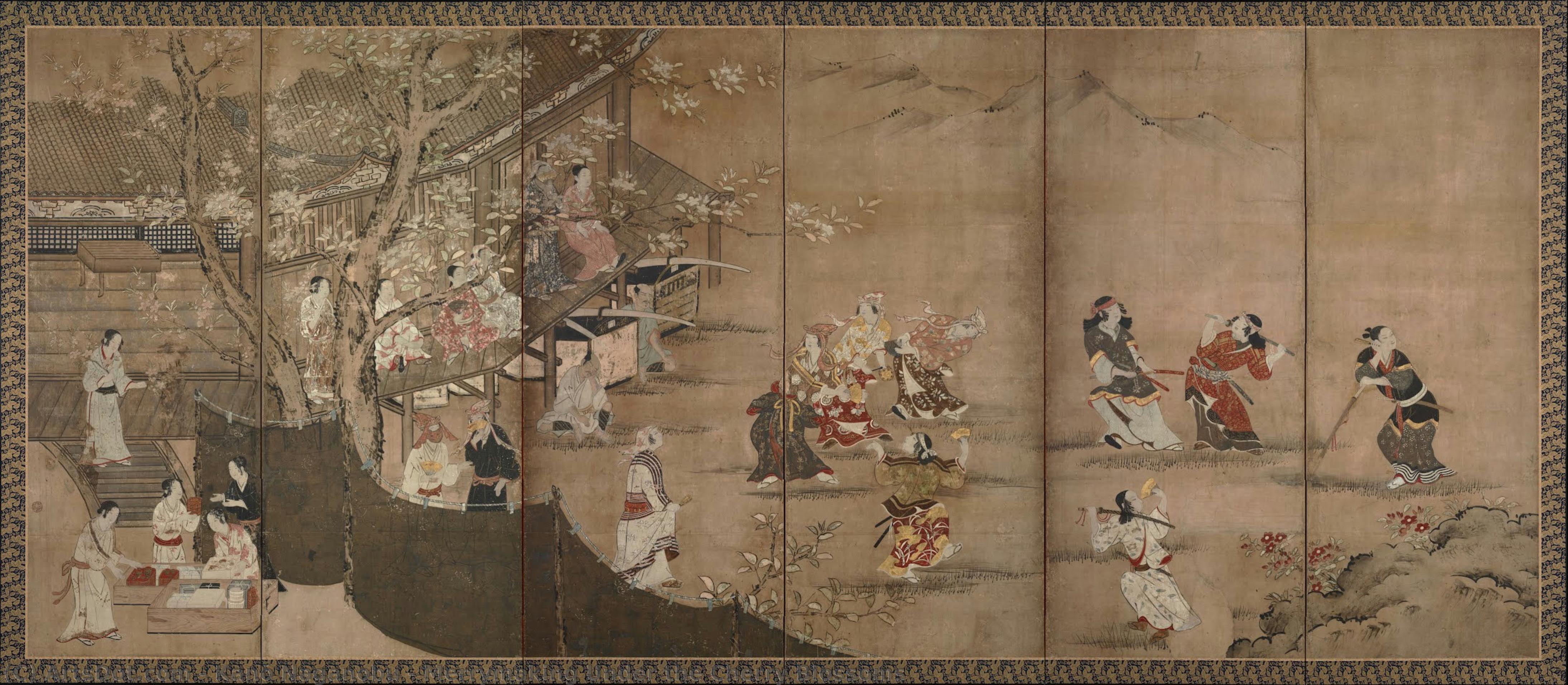 Merrymaking Under The Cherry Blossoms — Kanō Naganobu