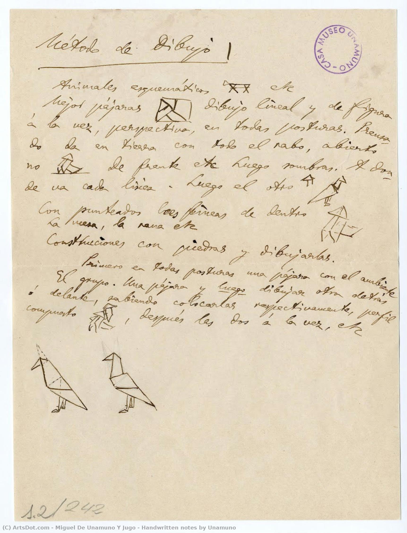 Handwritten Notes By Unamuno — Miguel De Unamuno