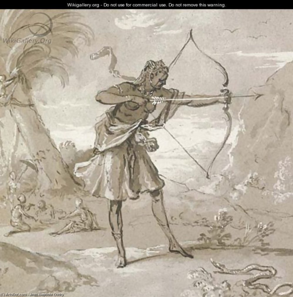 A Female Archer In A Landscape, A Snake To The Right — Jean-baptiste Oudry