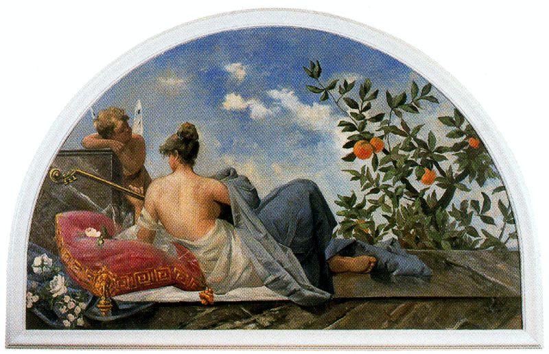 Woman With Musical Instrument And Angel — Ignacio Díaz Olano