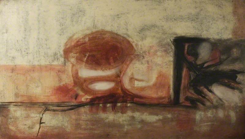 Leaves And Red Gauze Screen — Thelma Hulbert