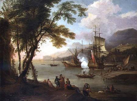 A Capriccio Of A Mediterranean Harbour With Shipping, Merchants And Dockhands - Adriaen Van Diest — Lukas Moser