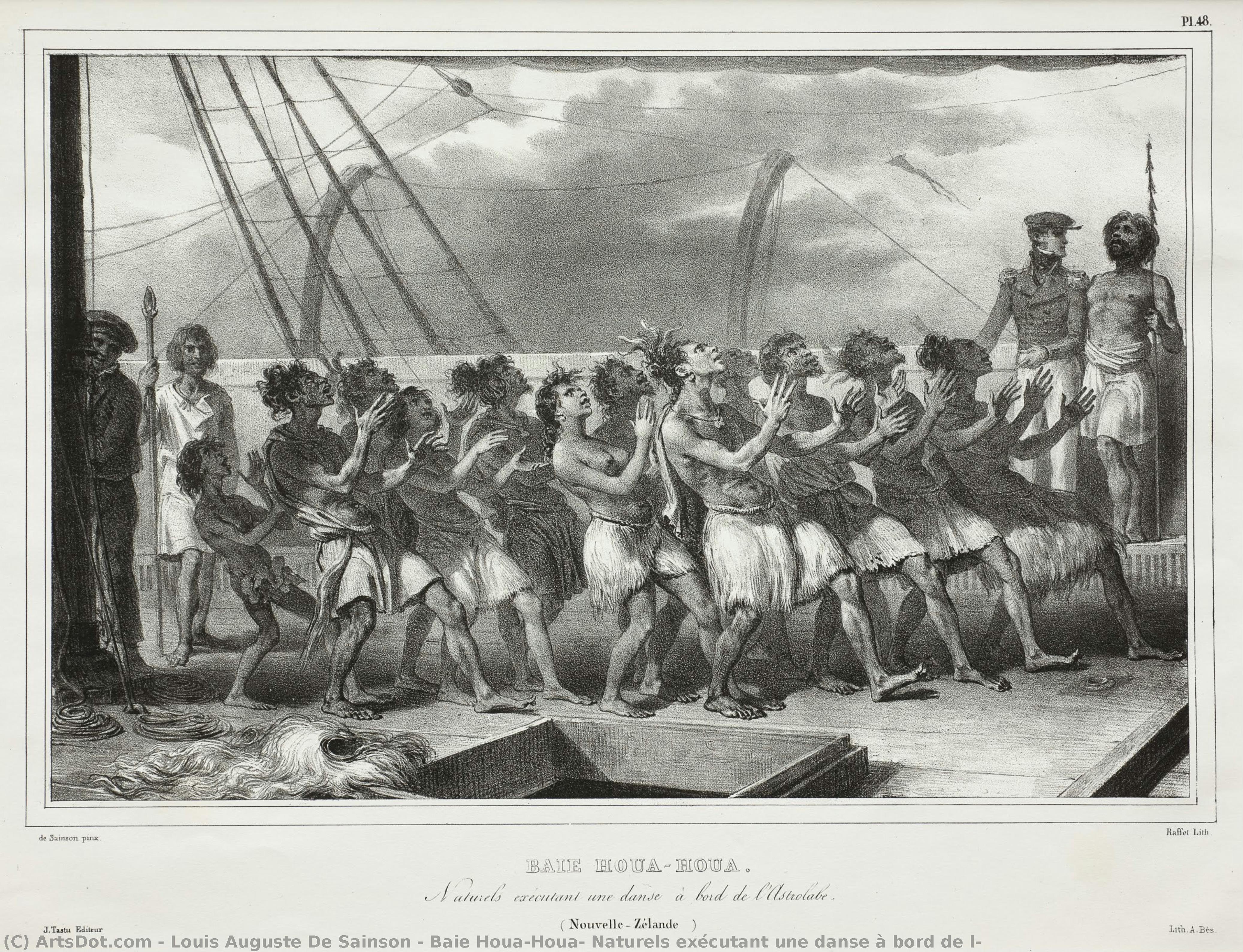 Baie Houa-houa, Naturels Exécutant Une Danse À Bord De L — Louis Auguste De Sainson