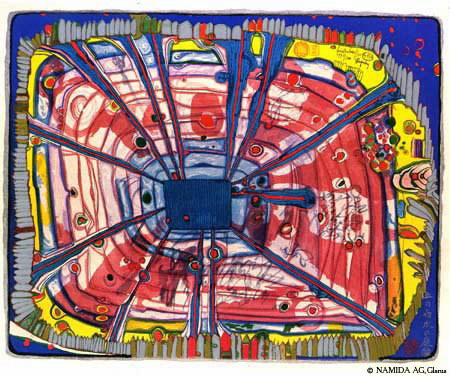 A Rain Of Blood Is Falling Into The Garden — Friedensreich Hundertwasser