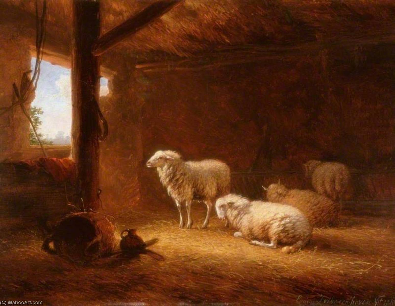 Sheep In A Byre — ウジェーヌ・ジョゼフ・ヴェルボックホーフェン