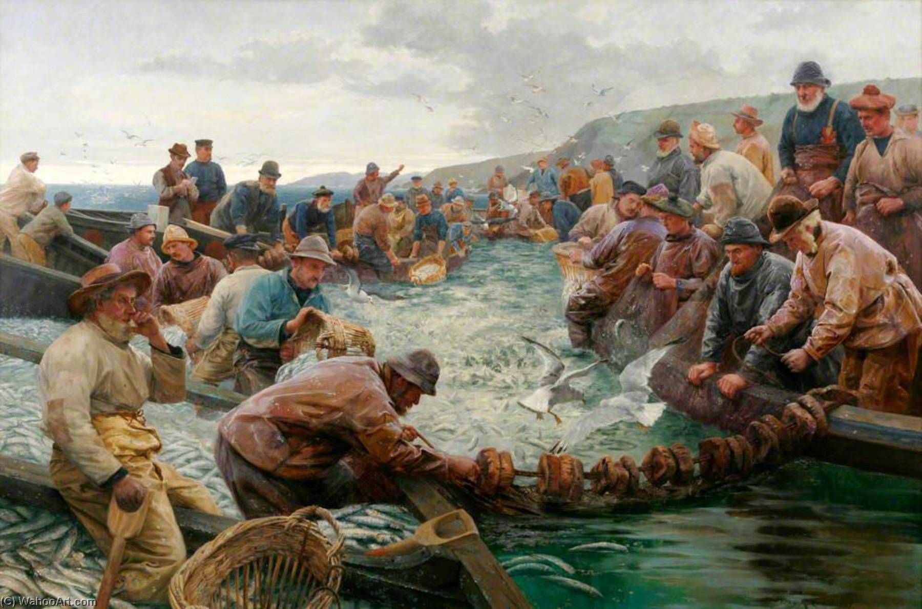 Tucking A School Of Pilchards (the Tuck Boat) — Percy Robert Craft