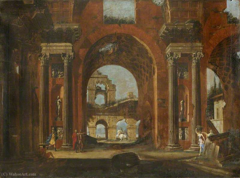 Classical Ruins, Horseman And Figures — Viviano Codazzi