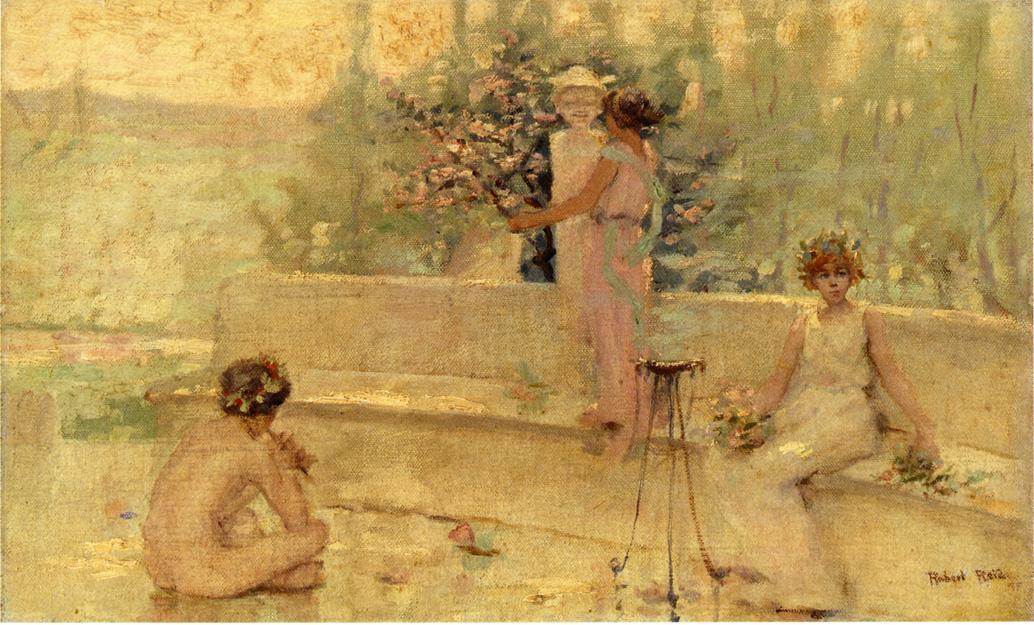 Three Figures In An Italian Garden — Robert Lewis Reid