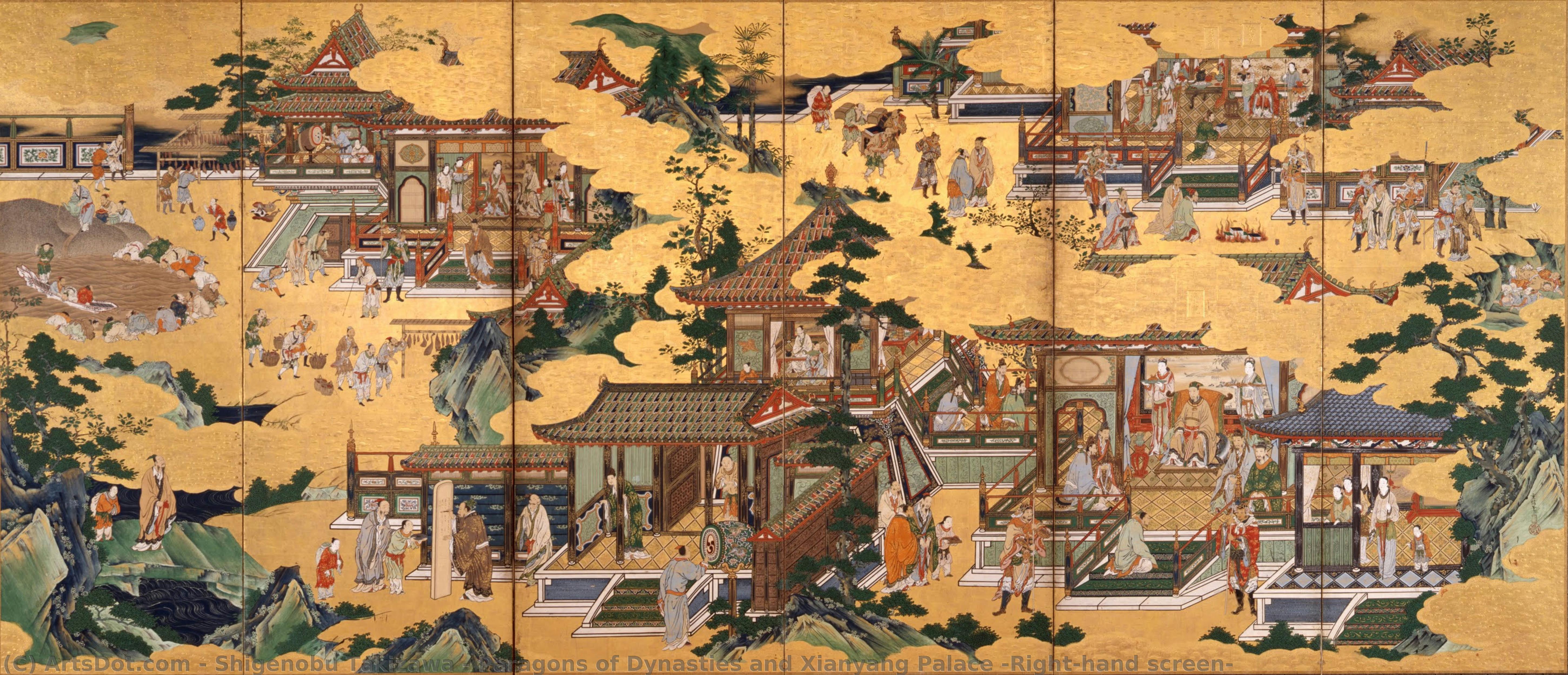 Paragons Of Dynasties And Xianyang Palace (right-hand Screen) — Shigenobu Takizawa