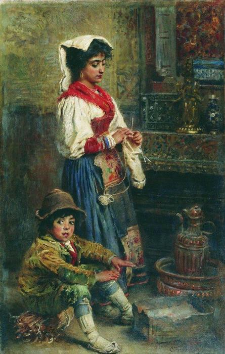 Models Waiting For Artist (basking Italians) — Konstantin Yegorovich Makovsky