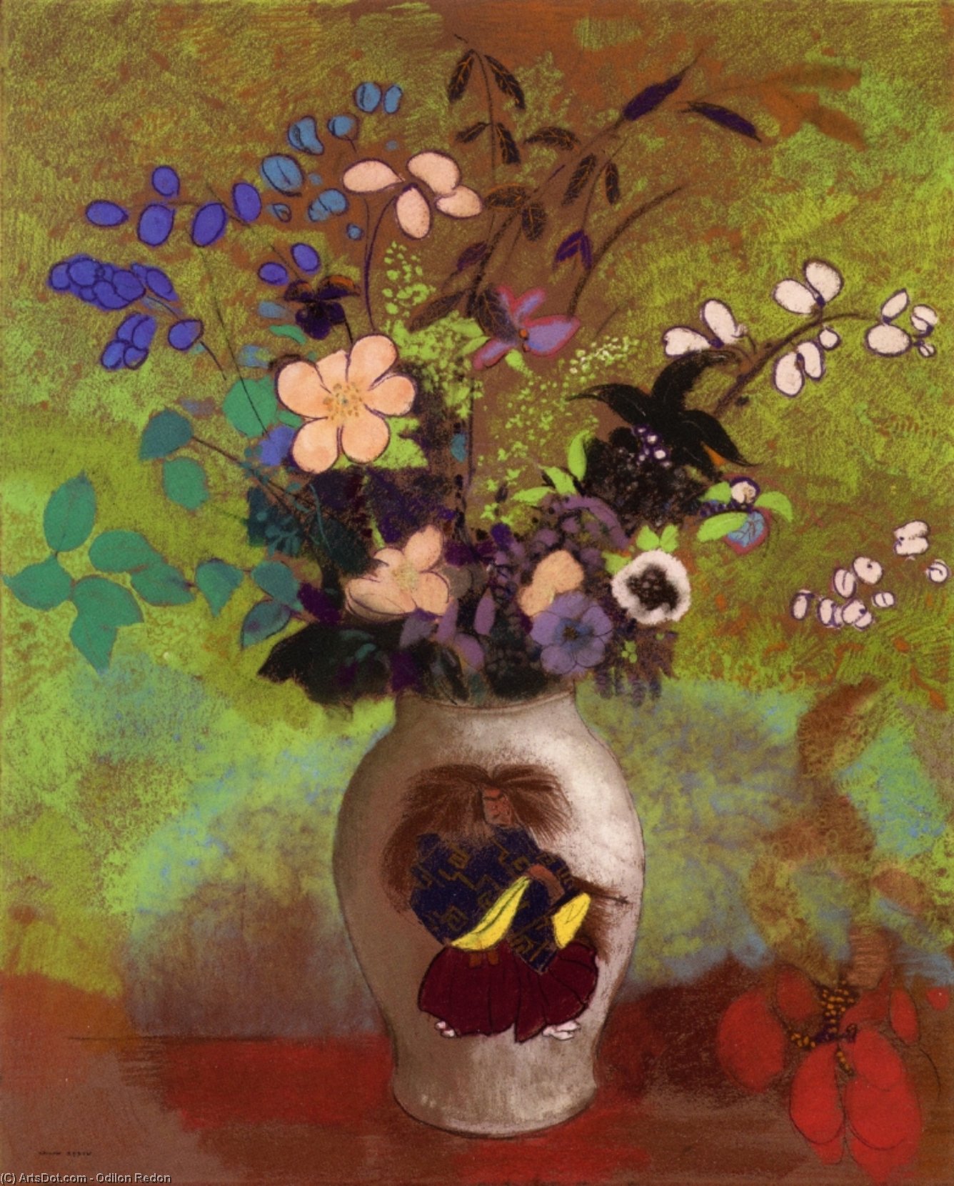 Vase With Japanese Warrior — Odilon Redon