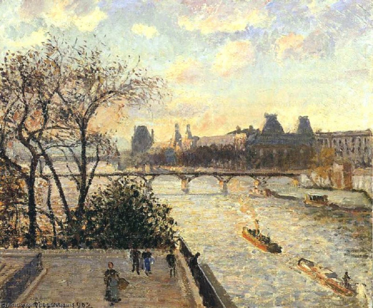 Das Louvre Und Die Seine Vom Pont Neuf — Camille Pissarro