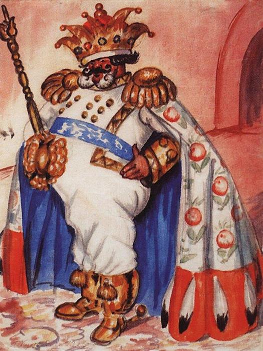 King Wearing A Crown And Purple — Boris Mikhailovich Kustodiev