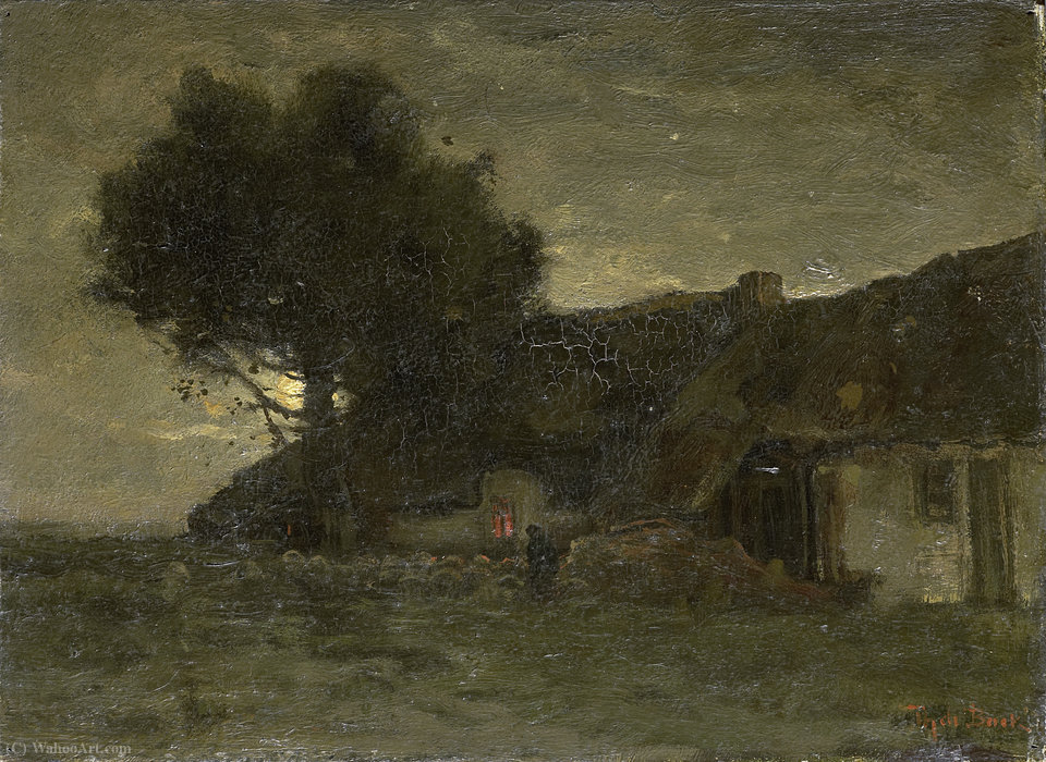 A Sheepfold In The Evening Light — Theophile Emile Achille De Bock