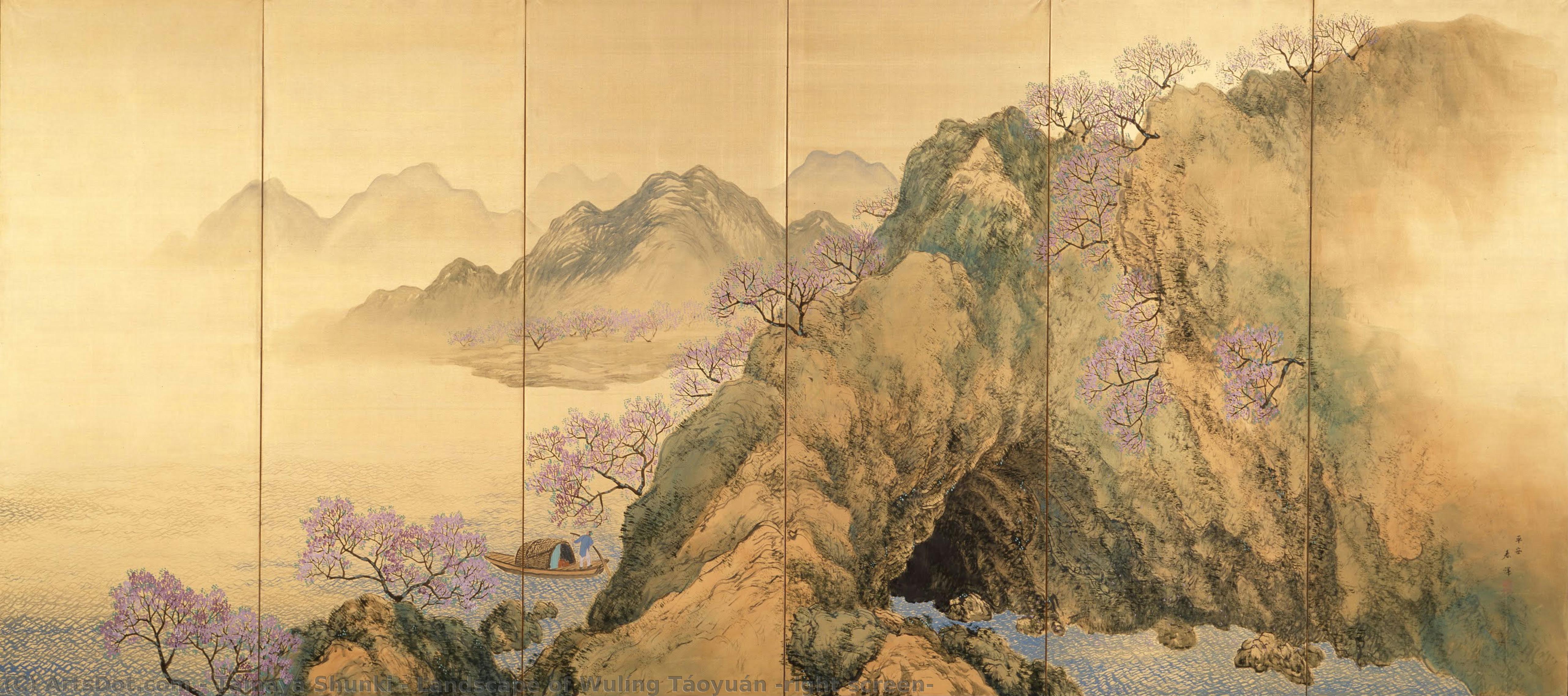 Landscape Of Wulíng Táoyuán (right Screen) — Tamaya Shunki