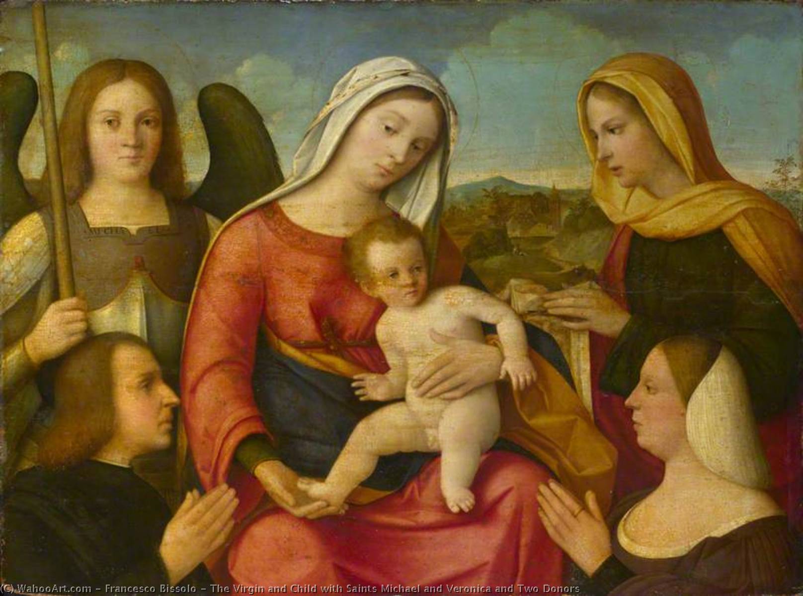 The Virgin And Child With Saints Michael And Veronica And Two Donors — Francesco Bissolo