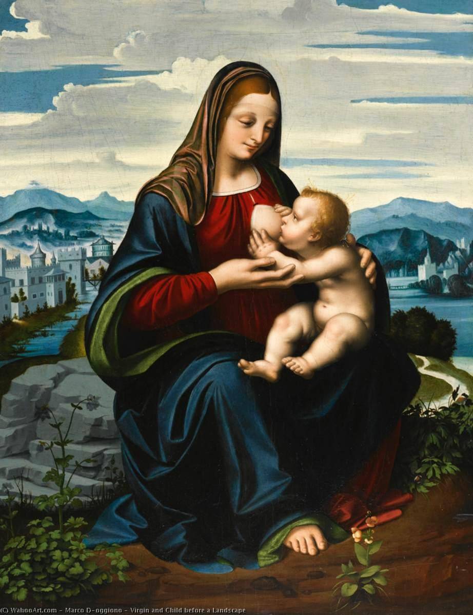 Virgin And Child Before A Landscape — Marco D' Oggiono