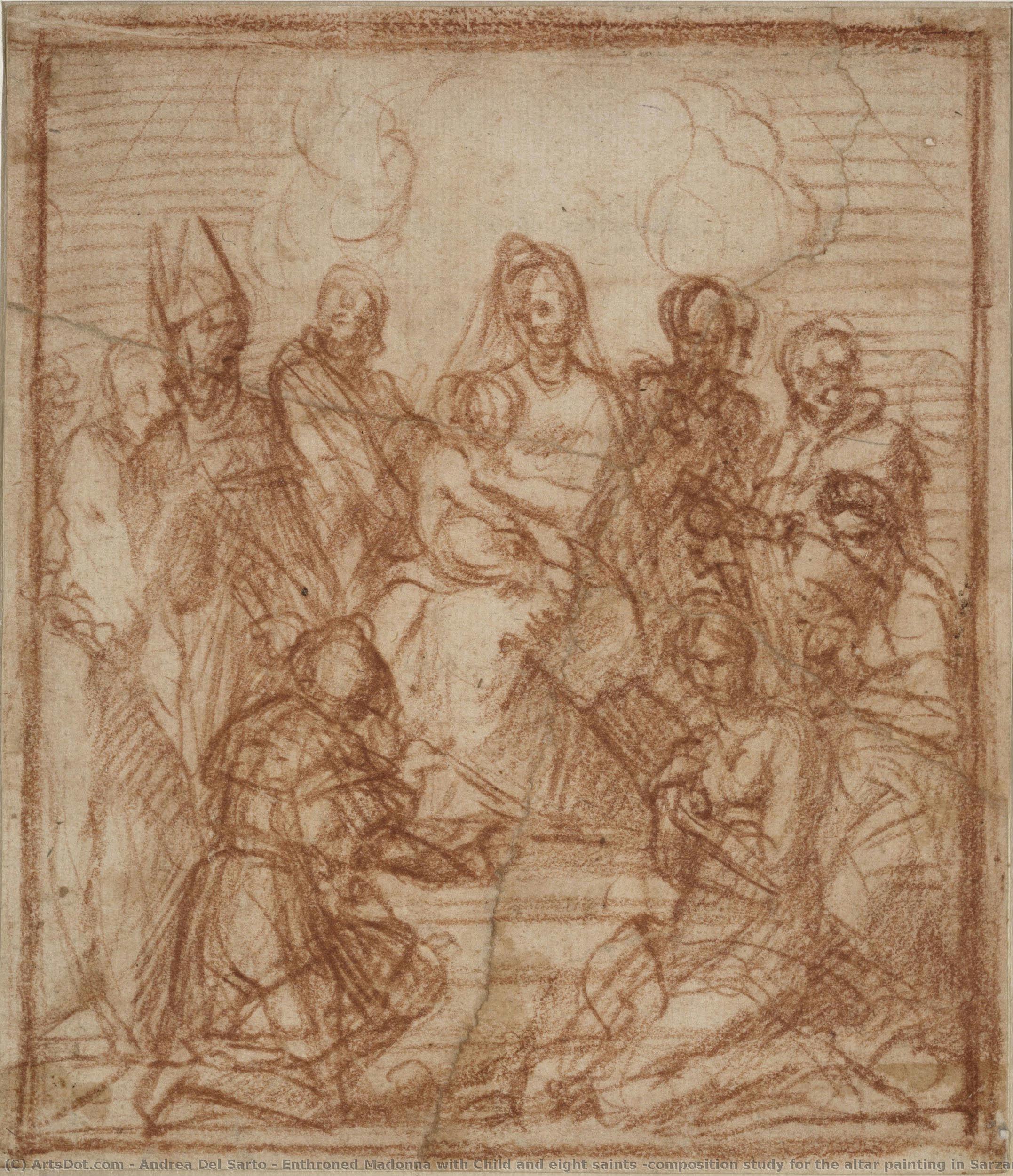 Thronende Madonna Mit Kind Und Acht Heiligen (kompositionsstudie Für Das Altarbild In Sarzana) — Andrea Del Sarto