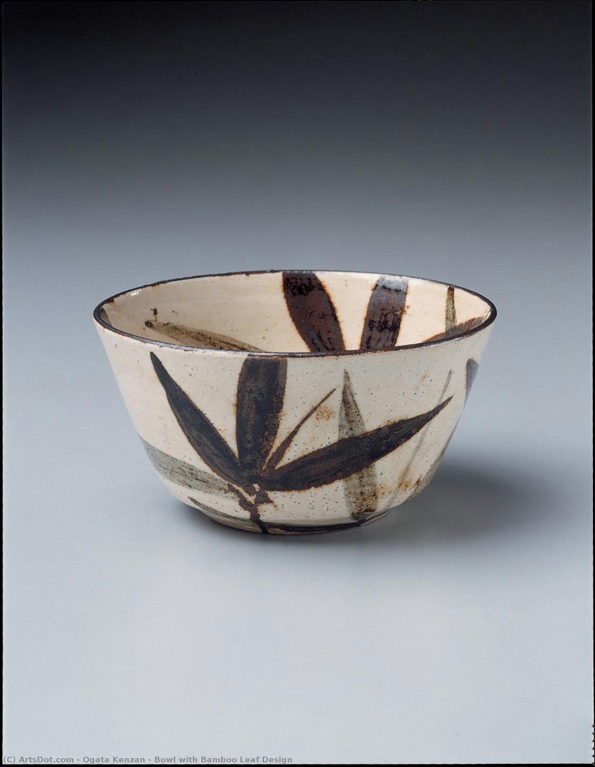Bowl With Bamboo Leaf Design — Ogata Kenzan