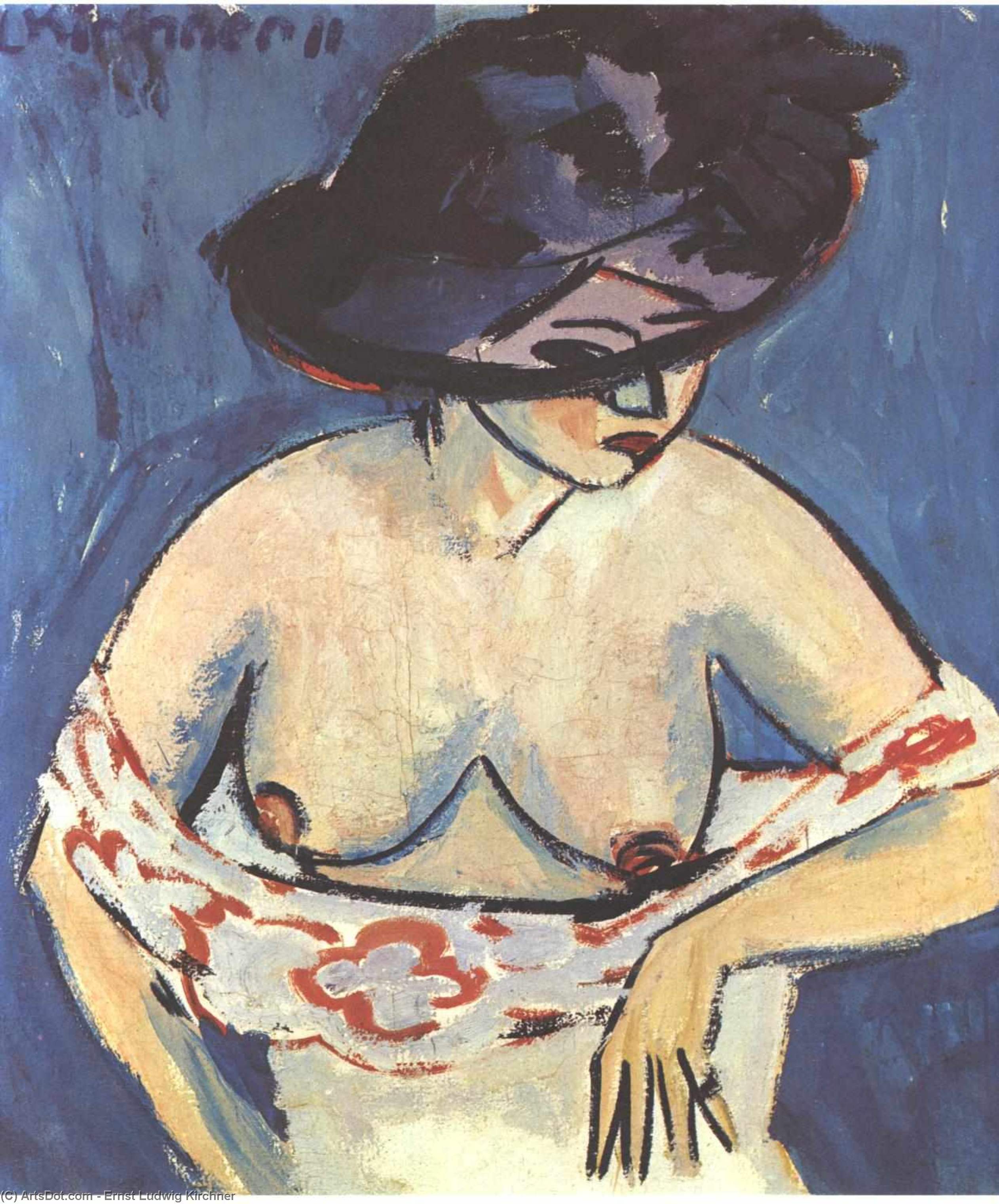 Half-naked Woman With A Hat — Ernst Ludwig Kirchner