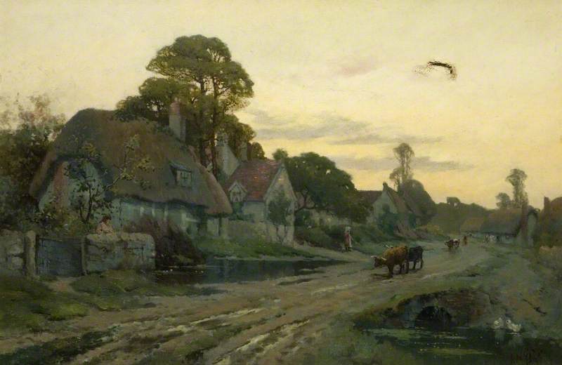 Village Scene, Cleve Prior, Worcestershire — Alfred Fontville De Breanski
