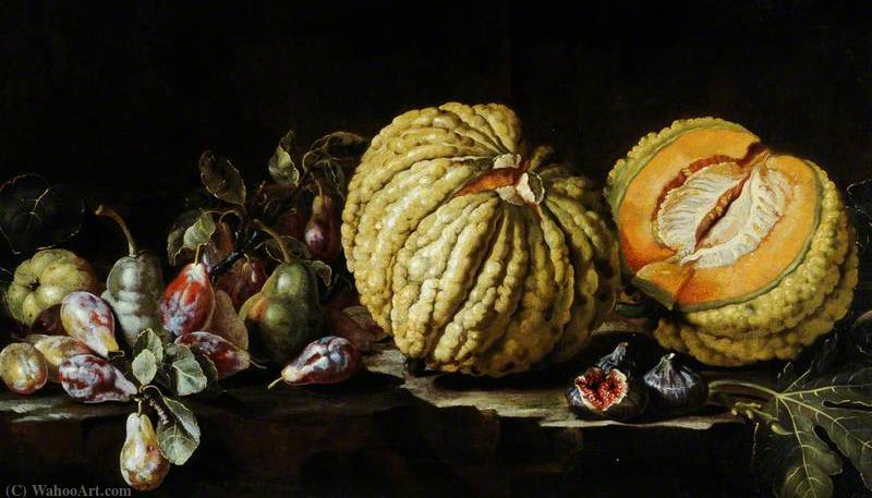 Still Life With Gourds, Figs And Plums — Giovanni Paolo Spadino