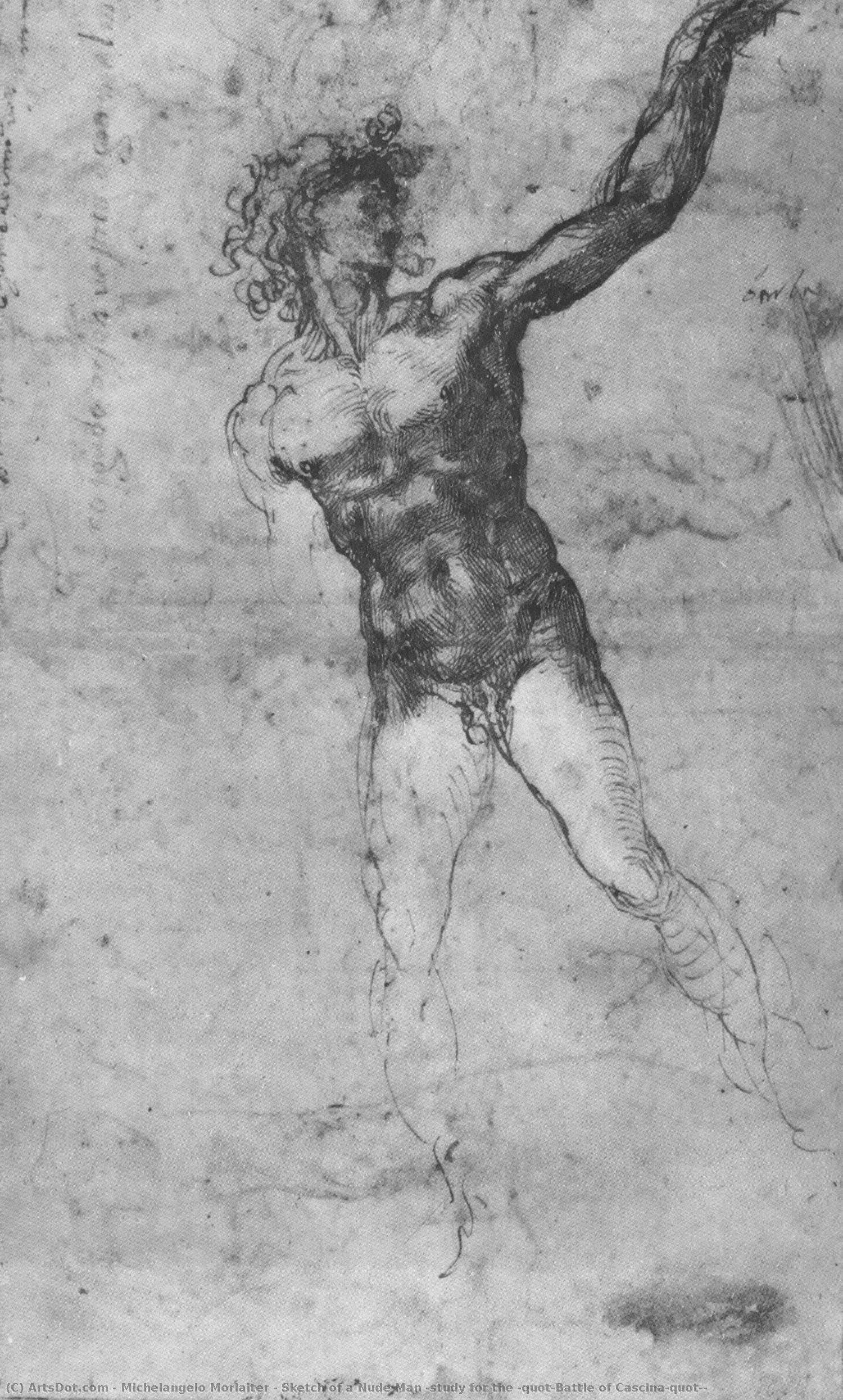 Sketch Of A Nude Man (study For The "battle Of Cascina") — Michelangelo Morlaiter