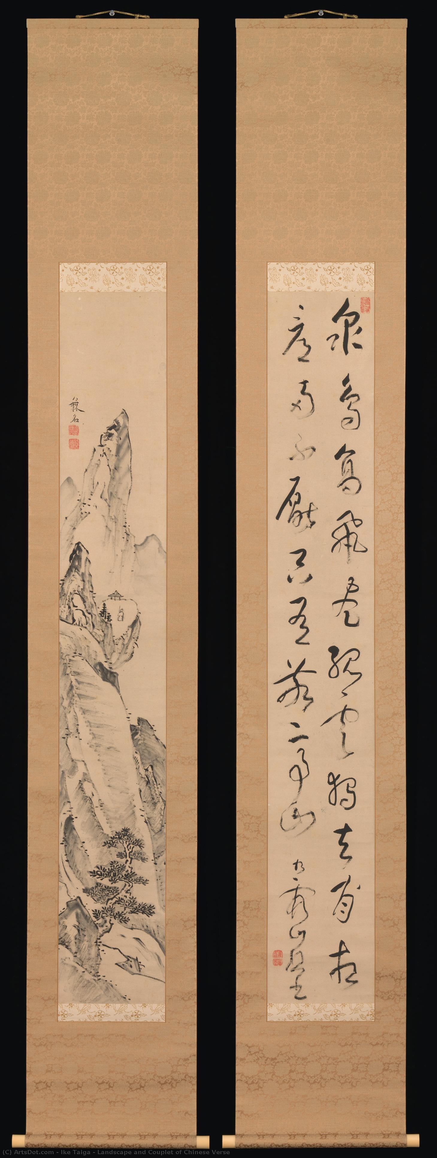 Landscape And Couplet Of Chinese Verse — Ike Taiga