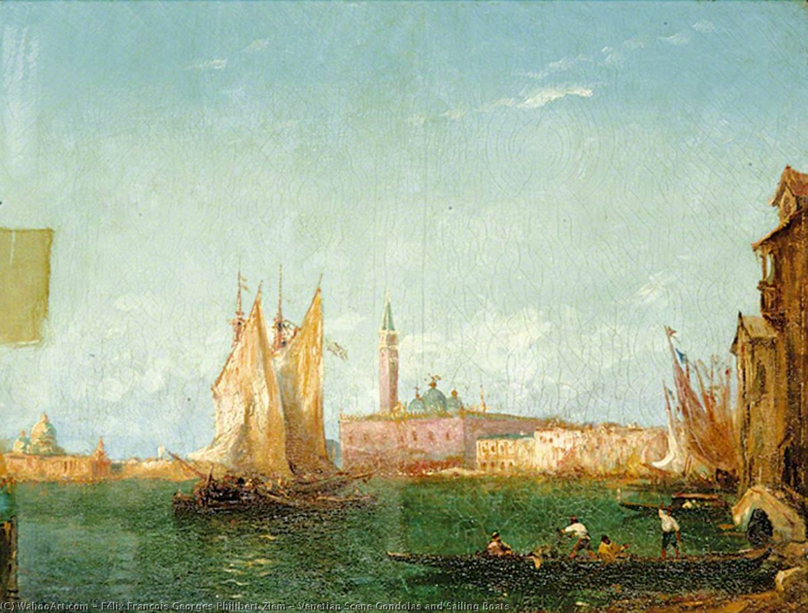 Venetian Scene Gondolas And Sailing Boats — Félix François Georges Philibert Ziem