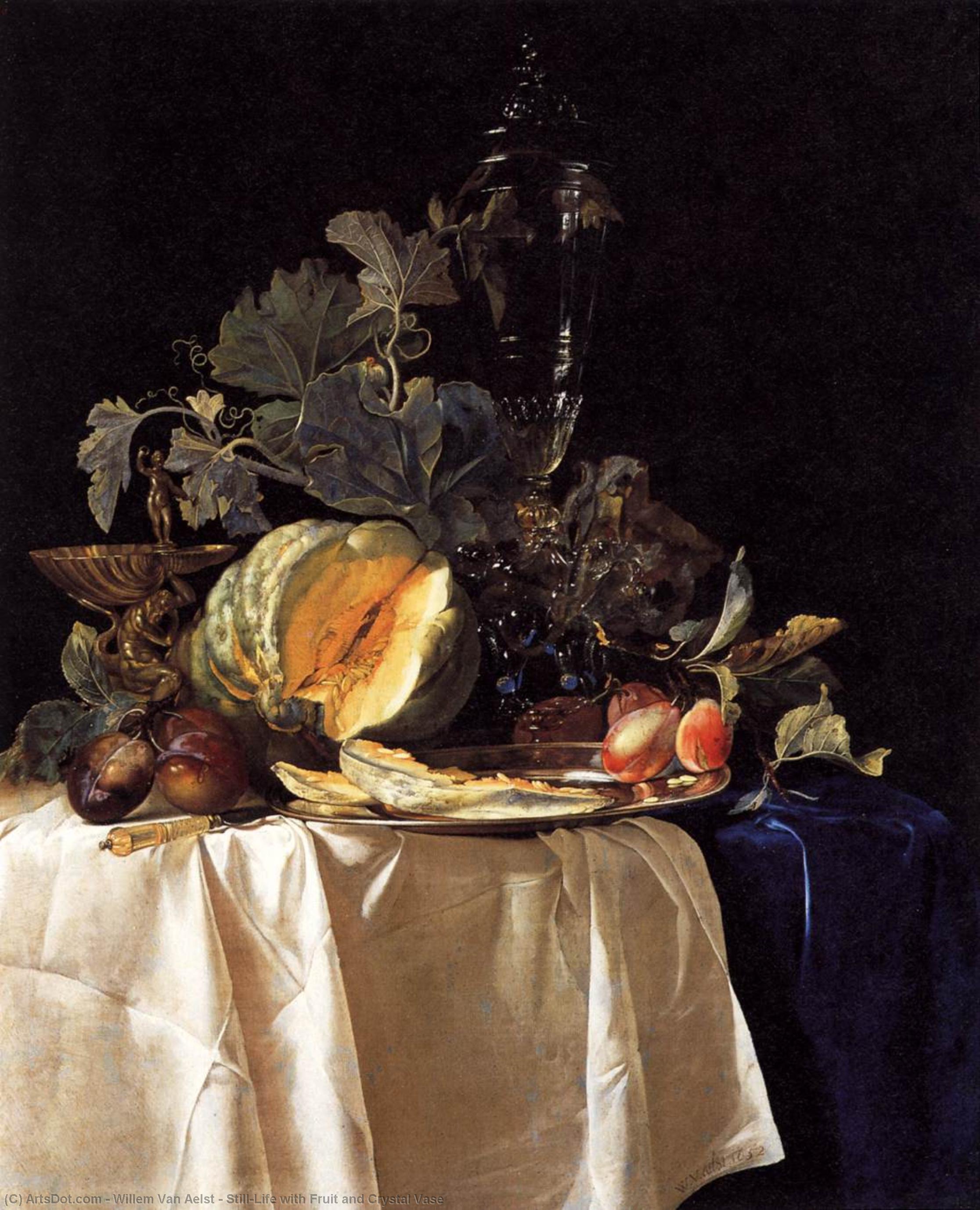 Still-life With Fruit And Crystal Vase — Willem Van Aelst