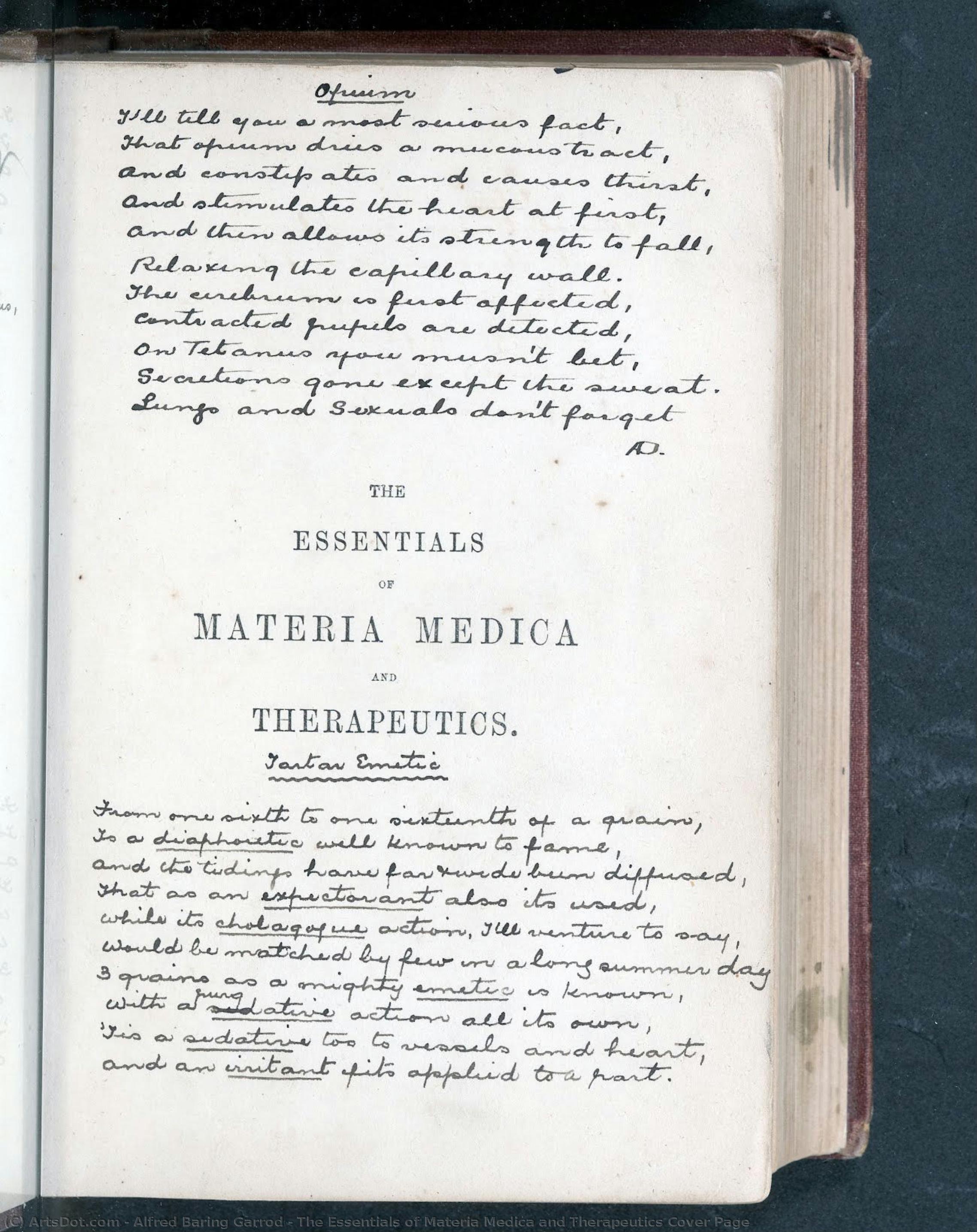 The Essentials Of Materia Medica And Therapeutics Cover Page — Alfred Baring Garrod
