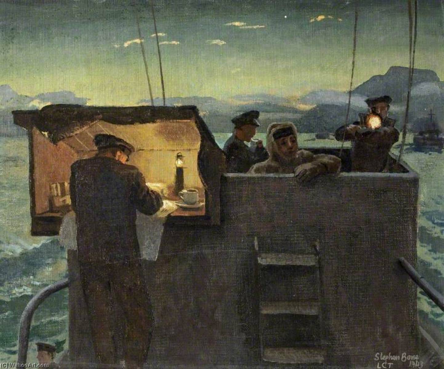 Tank Landing Craft On The Bridge At Dawn — Stephen Bone