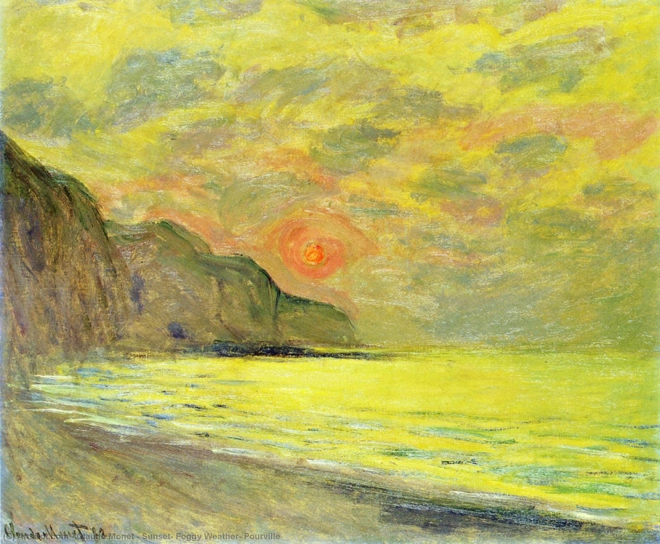 Sunset, Foggy Weather, Pourville — Claude Monet