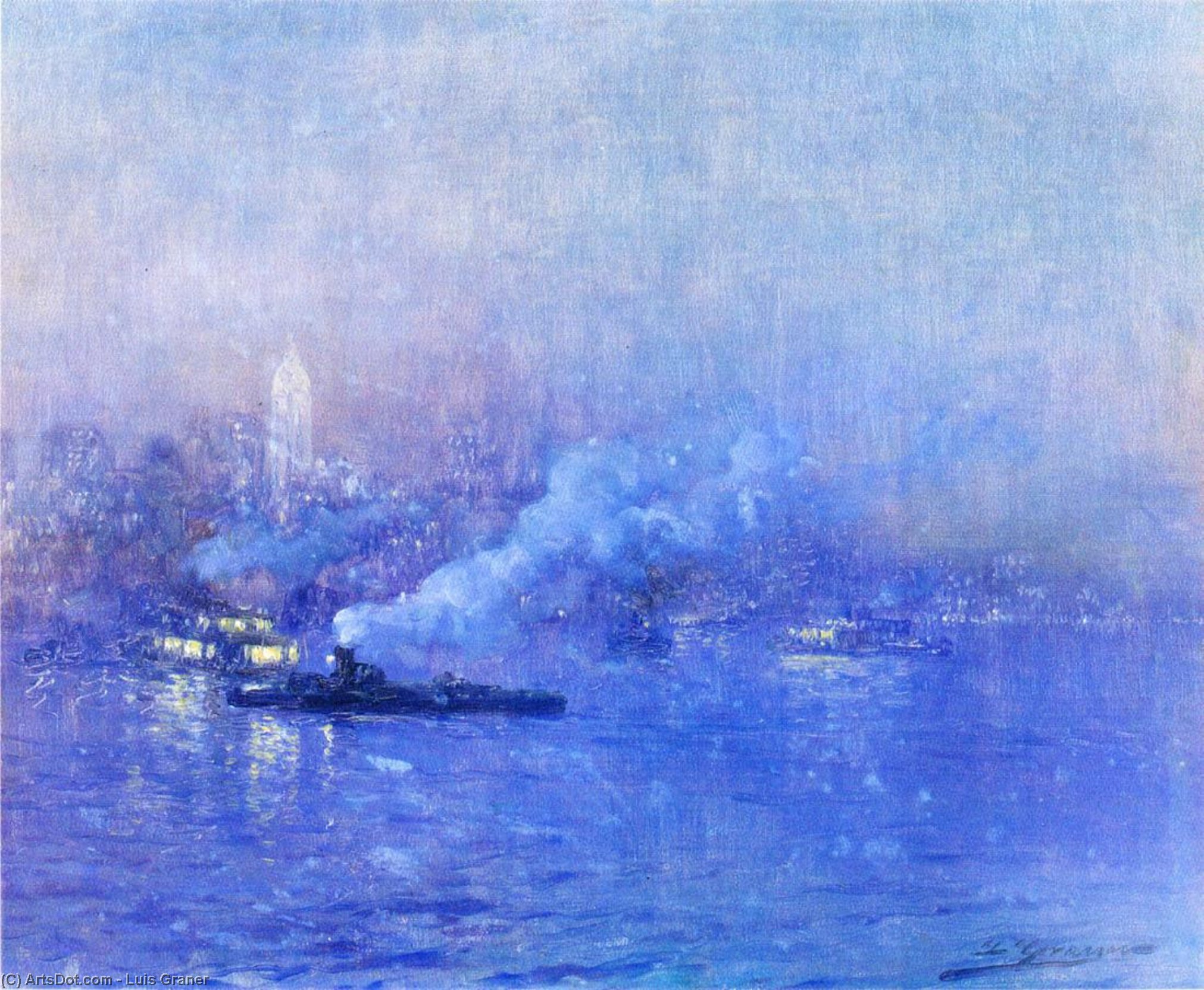 Paisaje De Noche (also Known As New York Harbor, Night) — Luis Graner