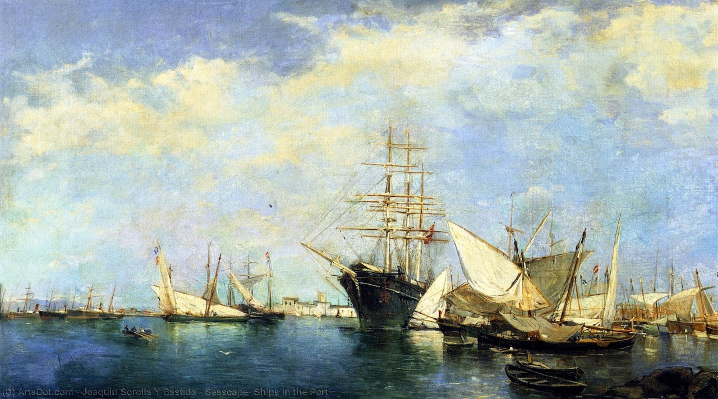 Paisaje Marino, Barcos En El Puerto — Joaquín Sorolla Y Bastida