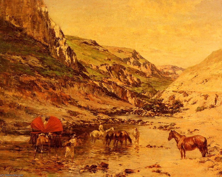 Arabs Resting In A Gorge — Victor Pierre Huguet