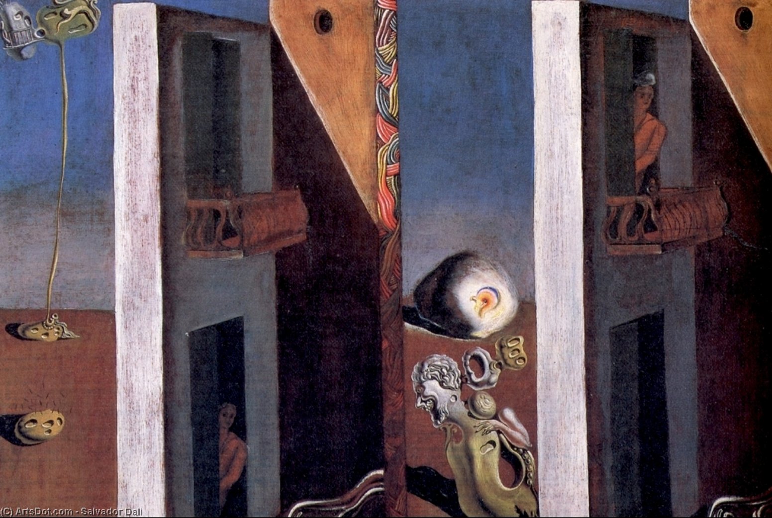 Mann Mit Ungesundem Teint, Der Dem Geräusch Des Meeres (die Zwei Balkone) Lauscht, 1929 — Salvador Dalí