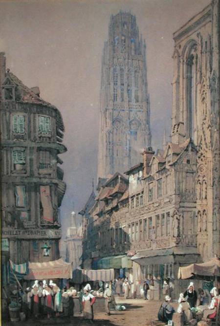 Market At The Foot Of The Tour De Beurre, Rouen On — Adrien Dauzats