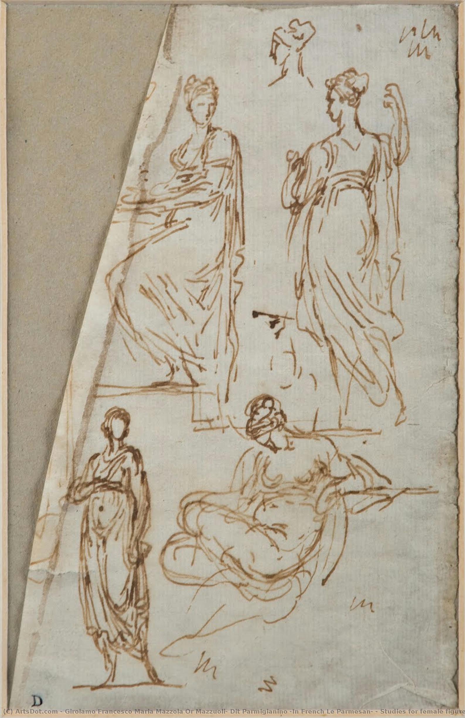 Studies For Female Figures — Girolamo Francesco Maria Mazzola Or Mazzuoli, Dit Parmigianino (in French Le Parmesan)